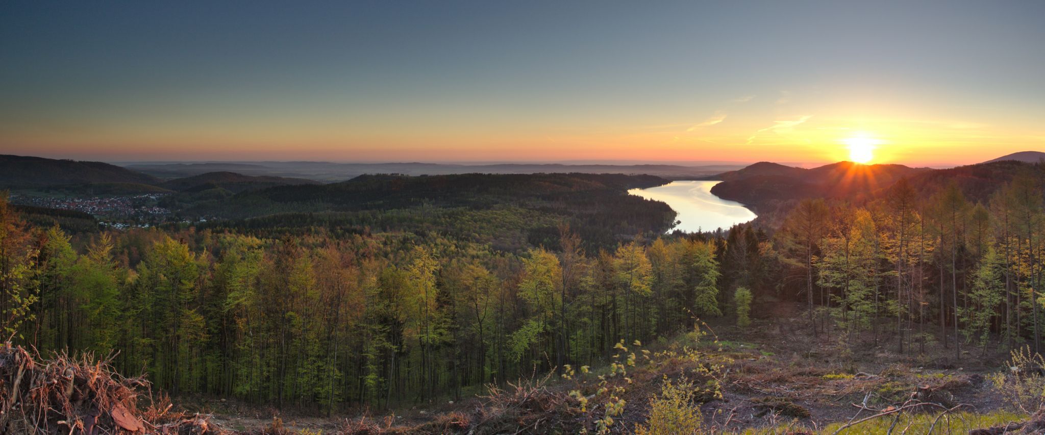 View from Altarklippen towards Granetalsperre / Wolfshagen, Germany