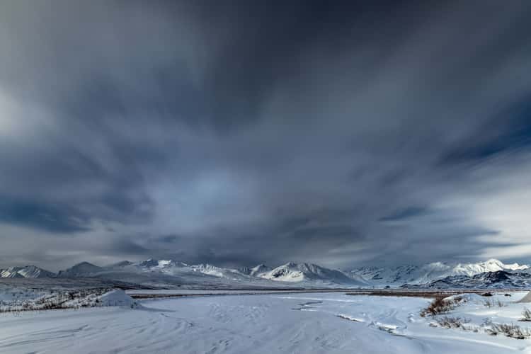 Alaska Range view from Maclaren River Bridge, Denali Highway