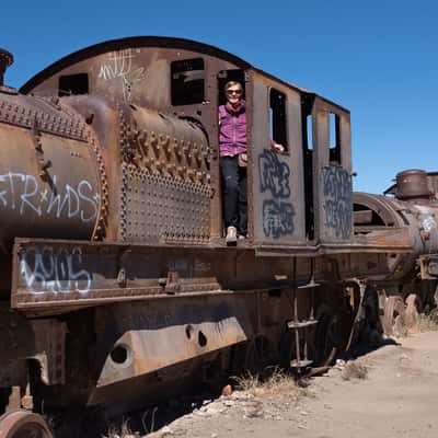 cementerio de trenes en Uyuni, Bolivia