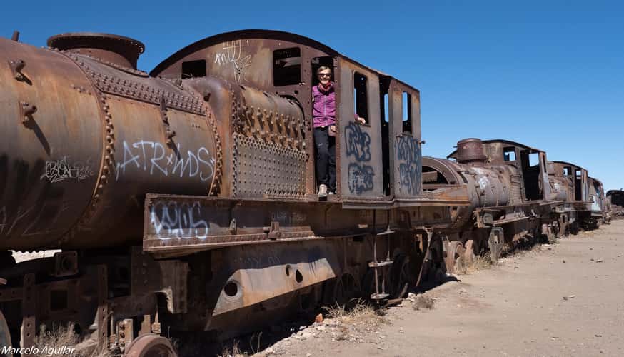 cementerio de trenes en Uyuni