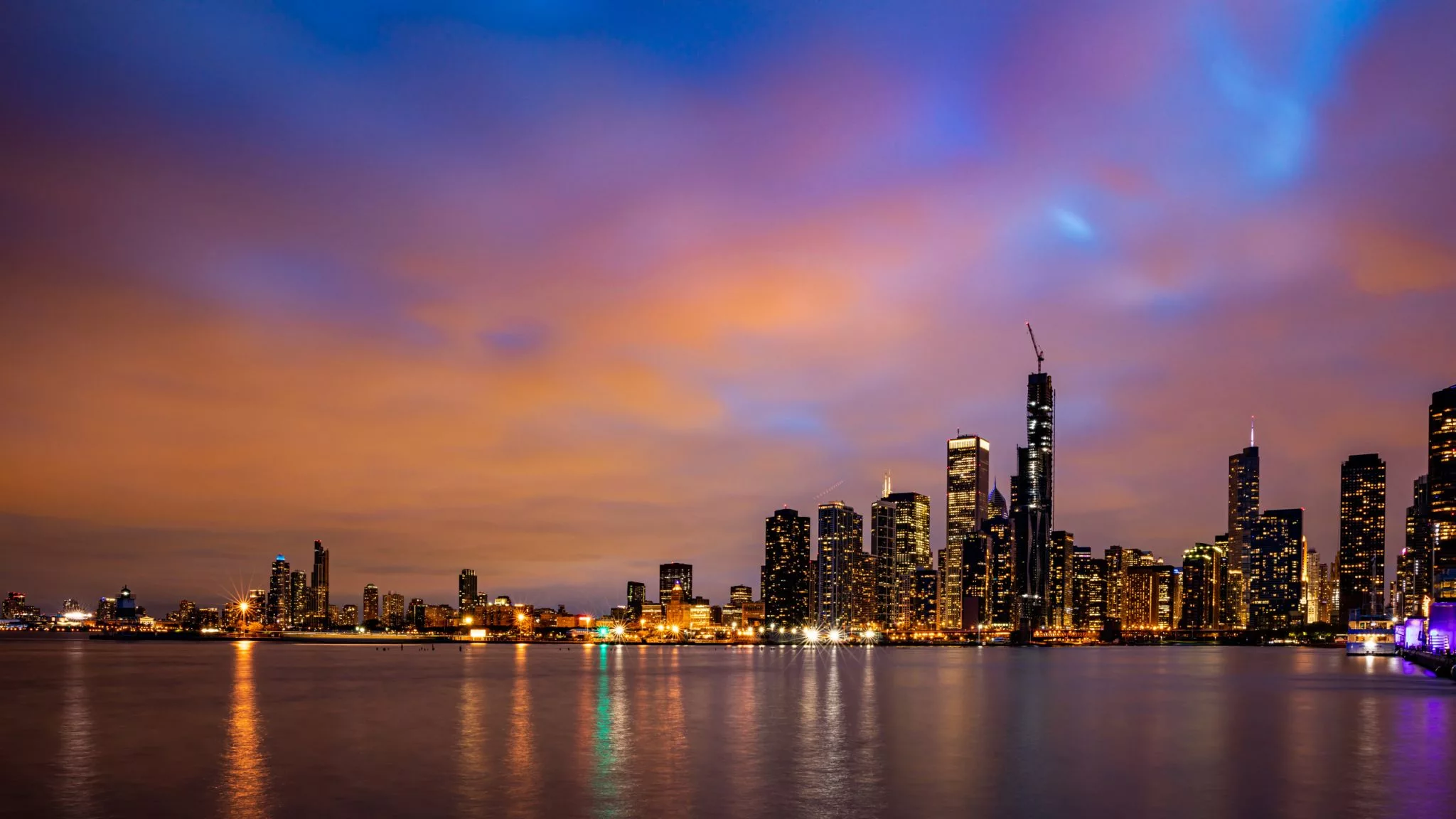 Chicago Skyline from Navy Pier Terminal Building, USA