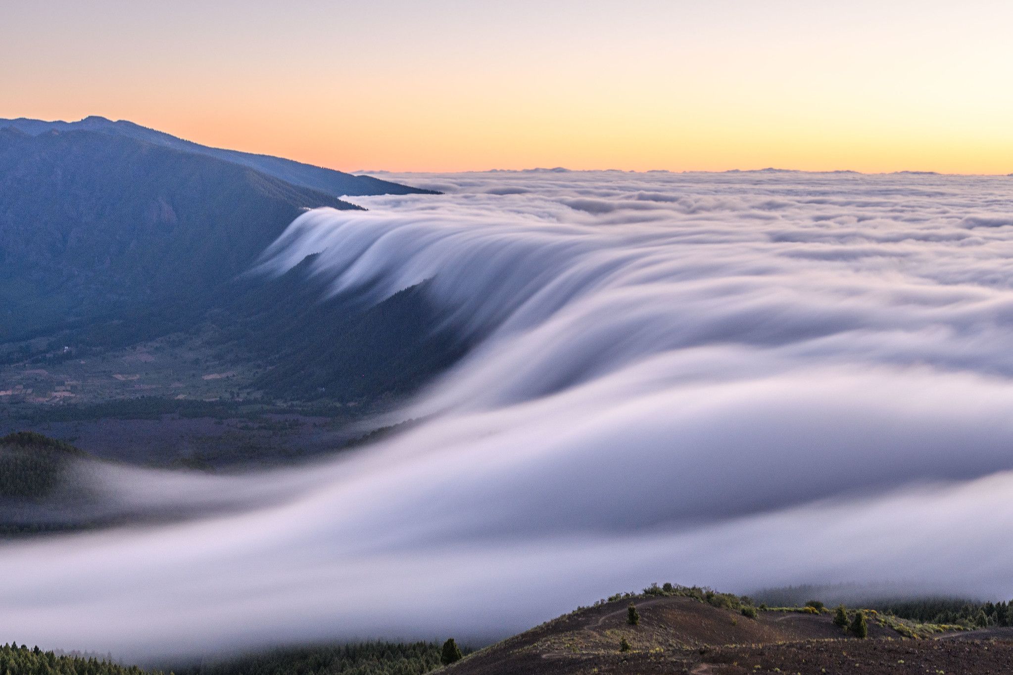 Cloud Waterfall in La Palma, Spain