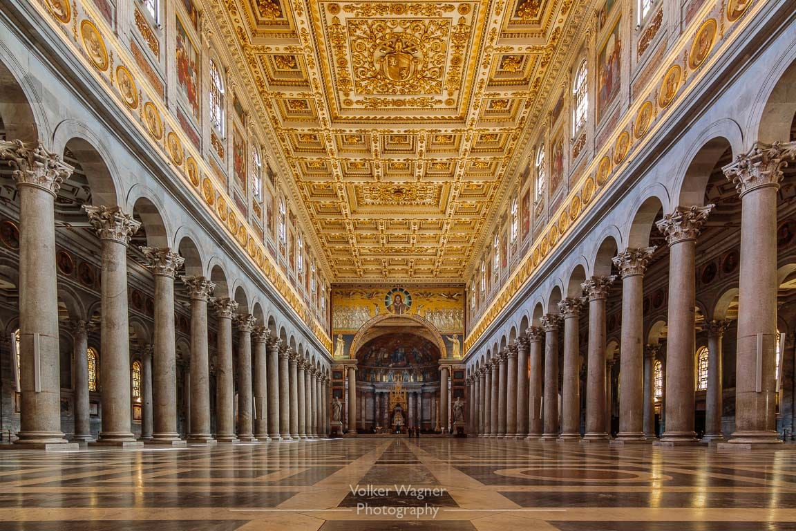 The main nave of St. Paul in front of the walls, Italy