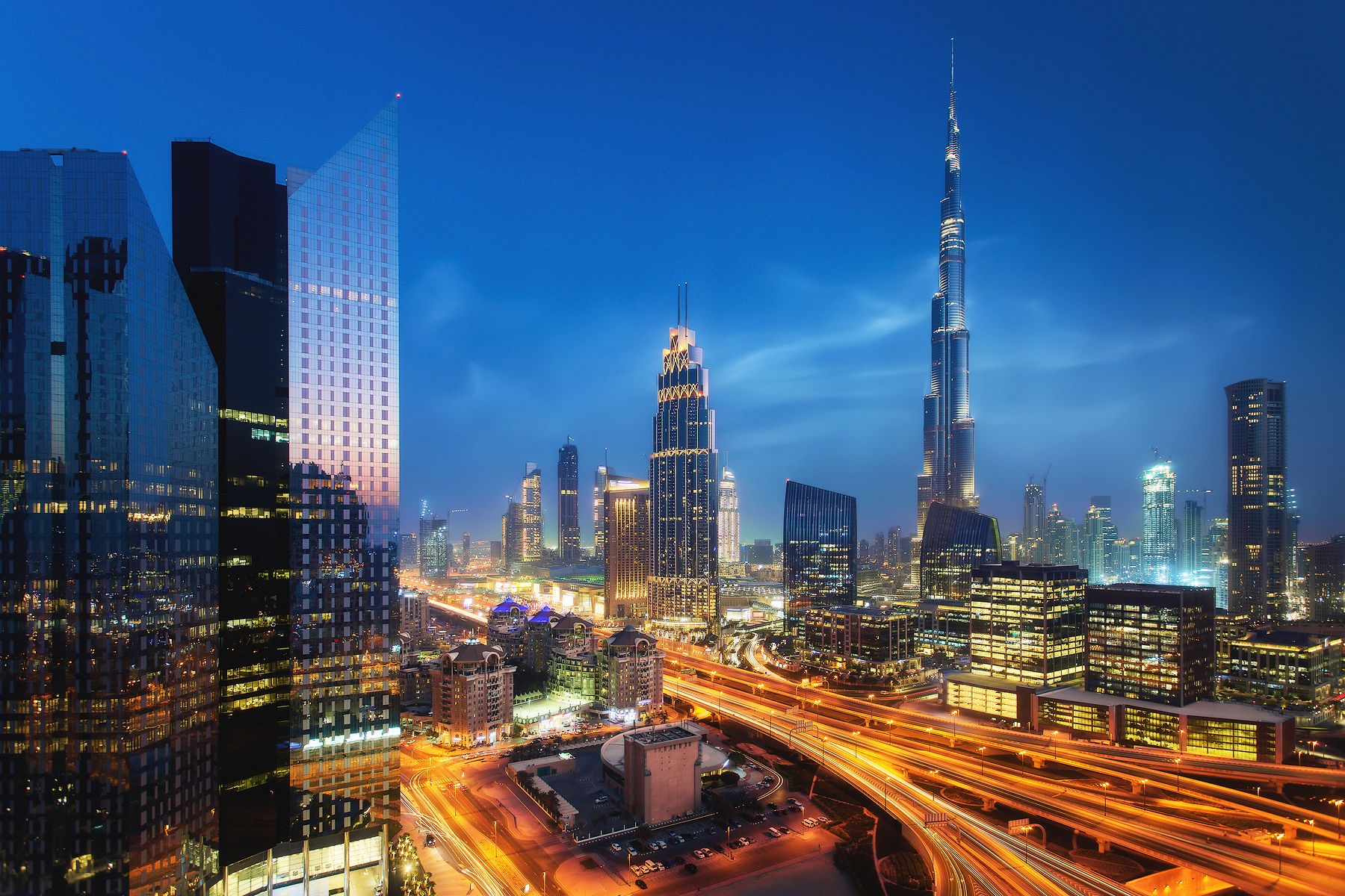 Dubai skyline from Dusit Thani Hotel, UAE, United Arab Emirates