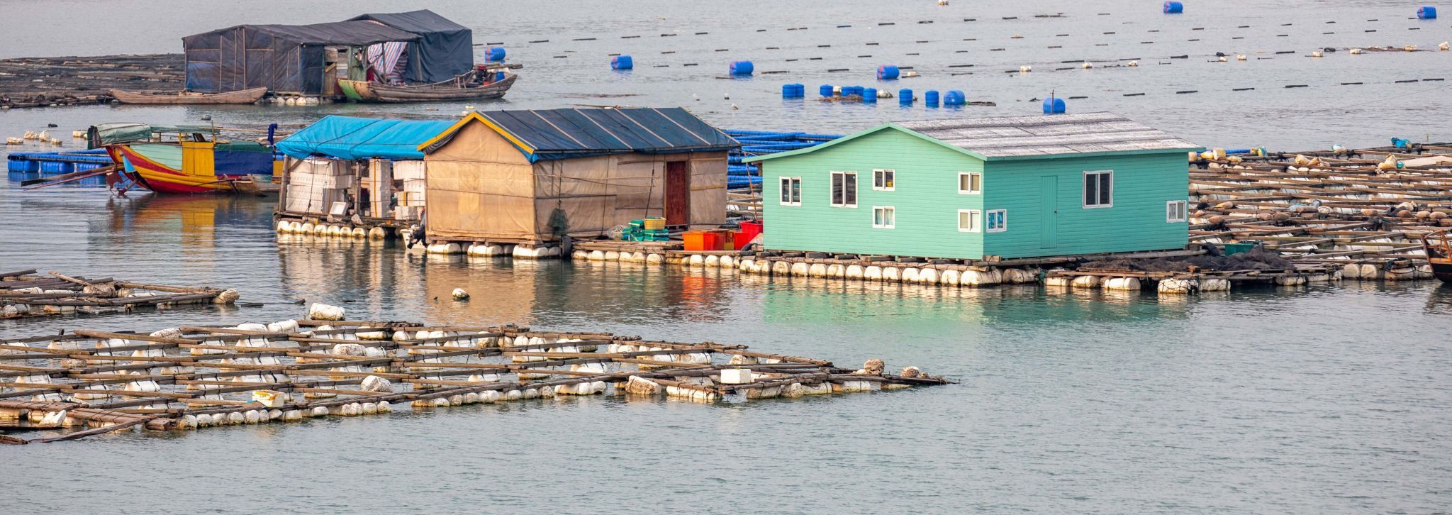 Fishing houses and fish ponds Xiapu, China