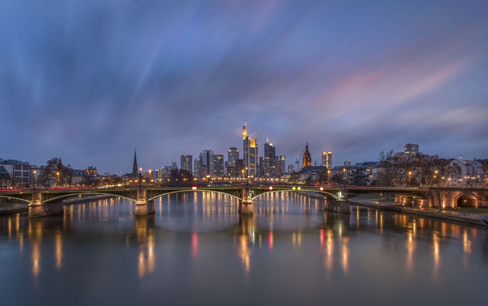 View from the Flößerbrücke, Frankfurt am Main, Germany