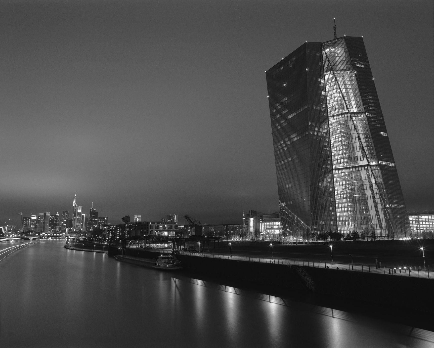ECB from Deutschherrn Bridge, Frankfurt am Main, Germany