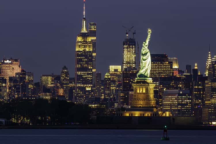 Liberty Statue with Empire State Building