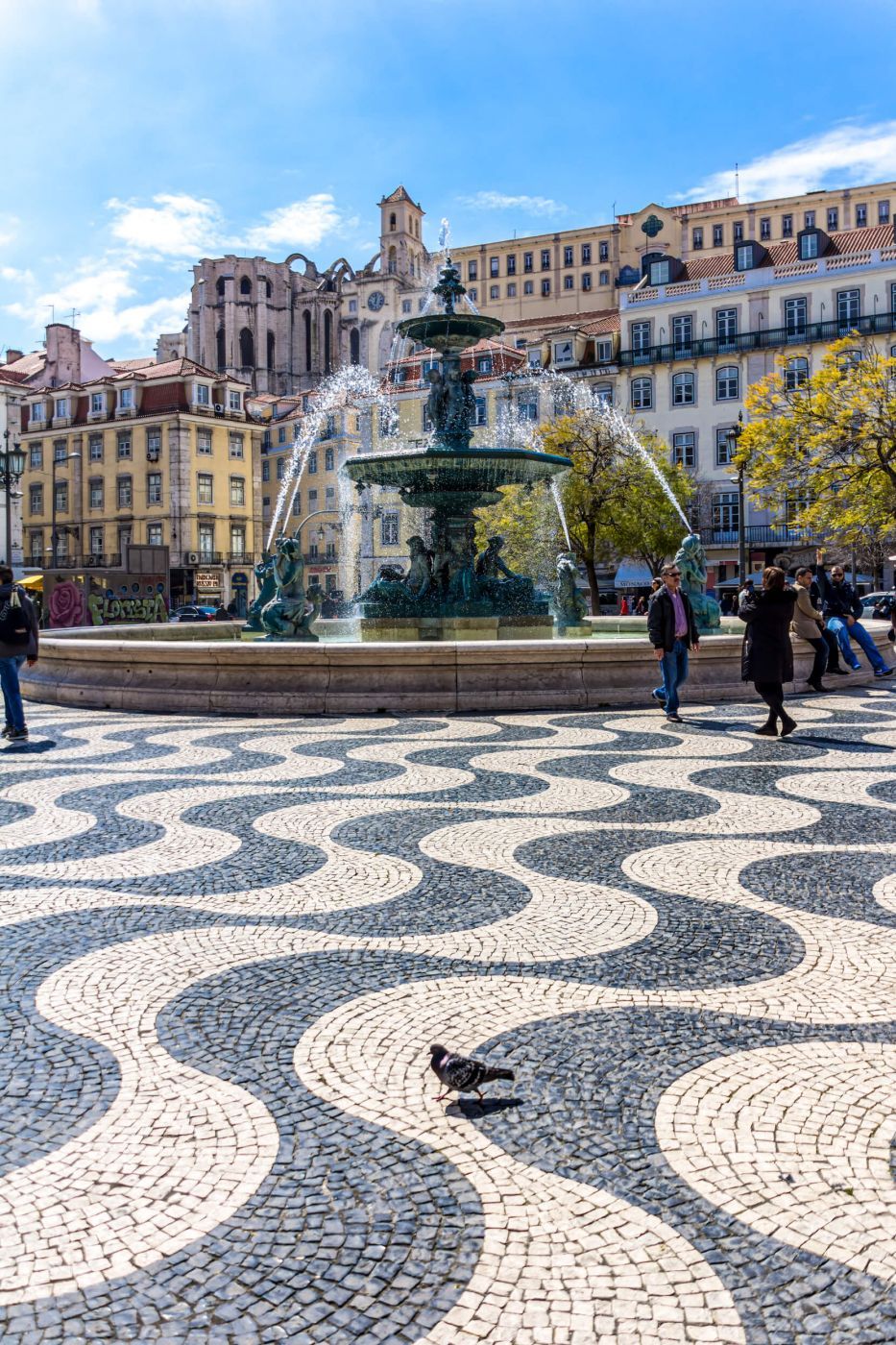 Rossio Fountain, Lisbon, Portugal