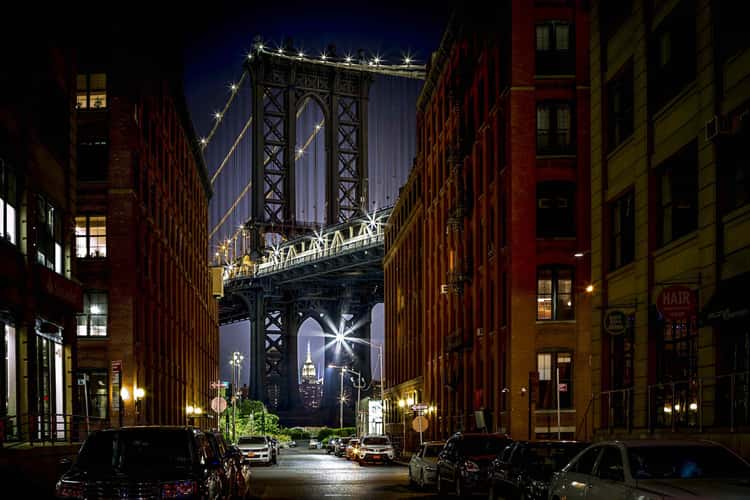 Manhattan Bridge from Washington St., New York City