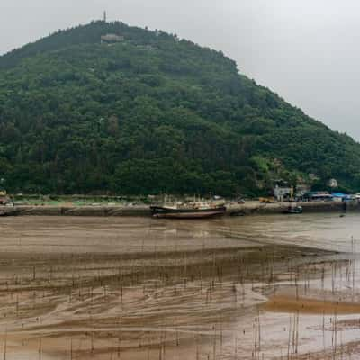 Panorama of Xishan at low tide Xiapu, China