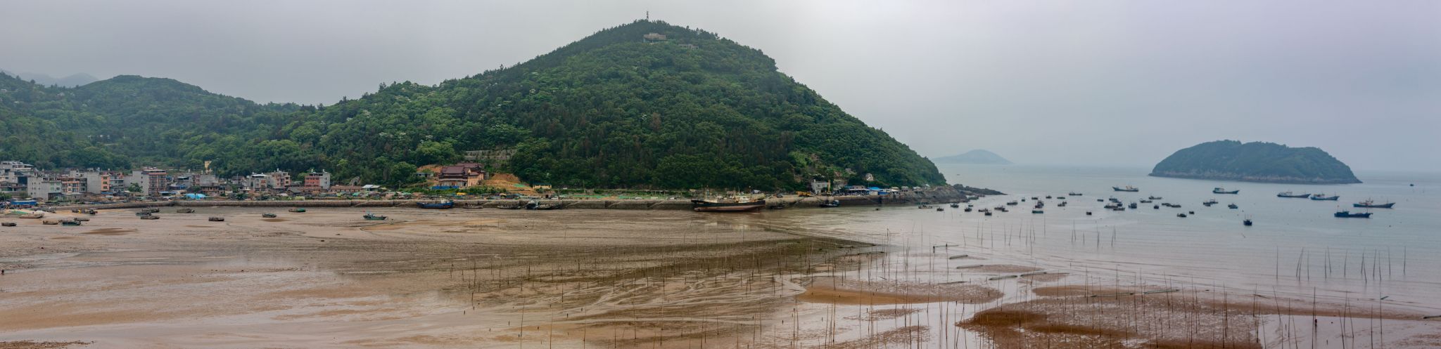 Panorama of Xishan at low tide Xiapu, China