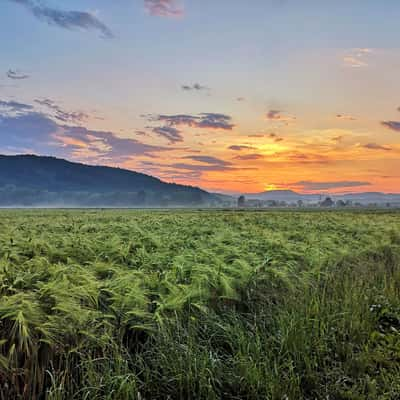 Sunset at Schöckl, seen from Gleisdorf, Austria