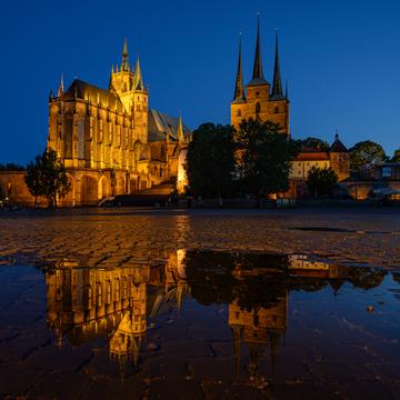 Two churches on a little hill, Erfurt, Germany