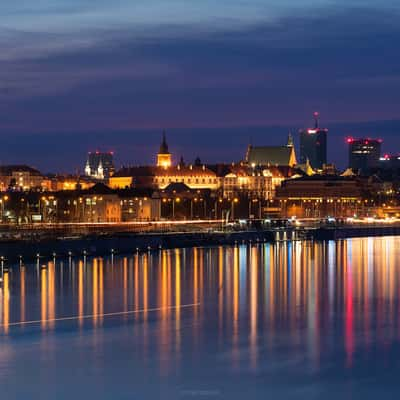 Warsaw Old Town panorama from Świętokrzyski Bridge, Poland