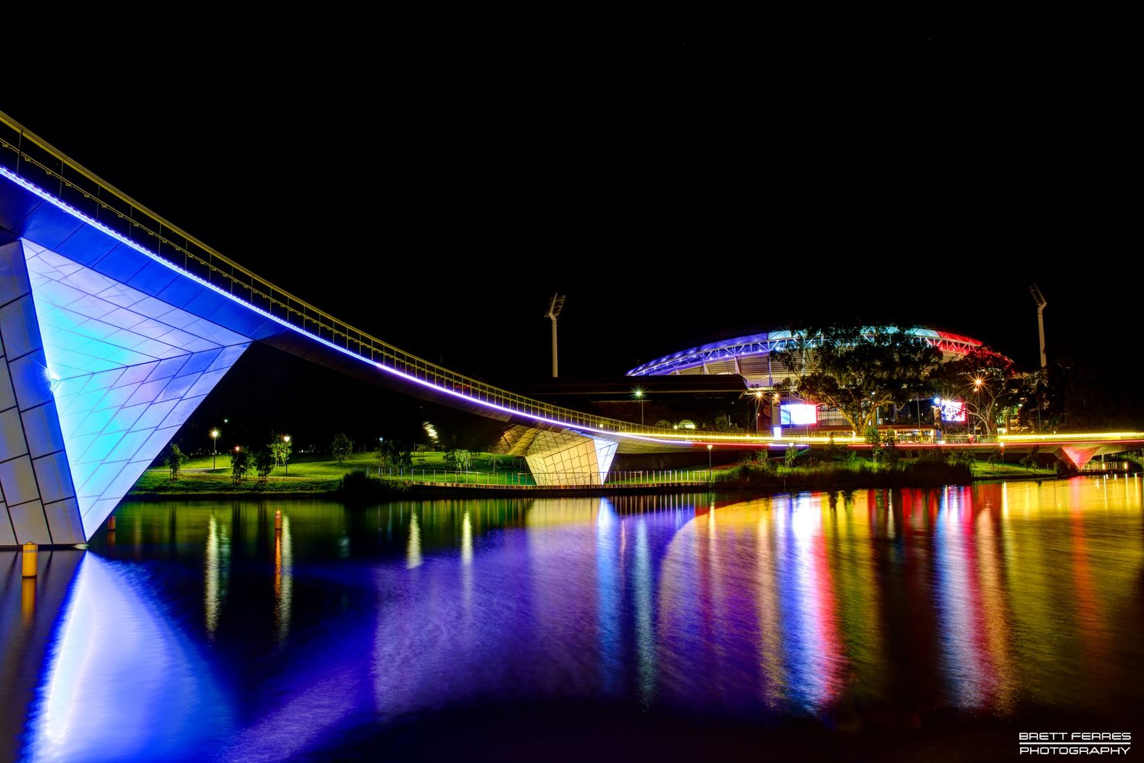 Adelaide Oval, River Torrens and footbridge, Australia