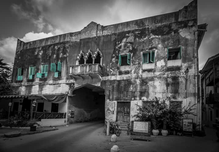 Building with a road through it Zanzibar