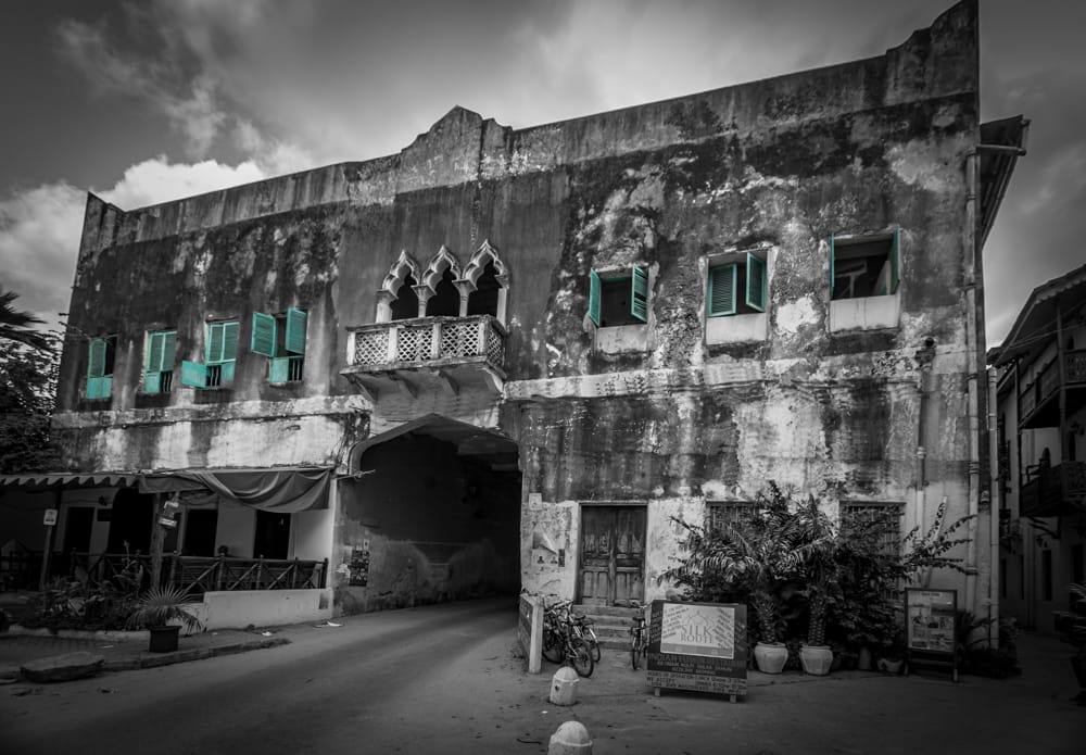 Building with a road through it Zanzibar, Tanzania