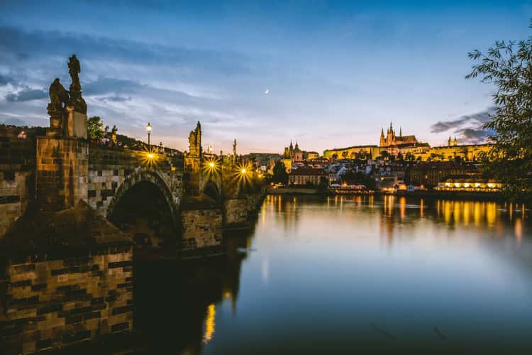 Charles Bridge and Old Town Panorama over the river