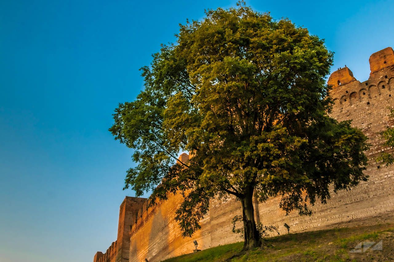 Cittadella walls from the river, Italy