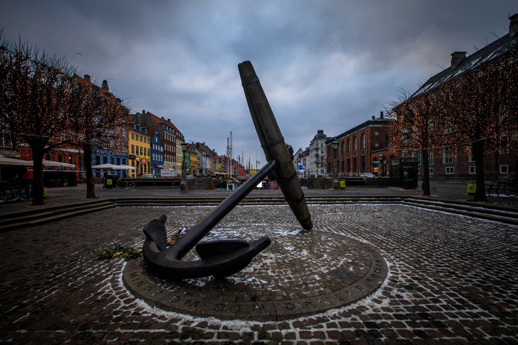 Copenhagen Memorial Anchor in the snow, Denmark