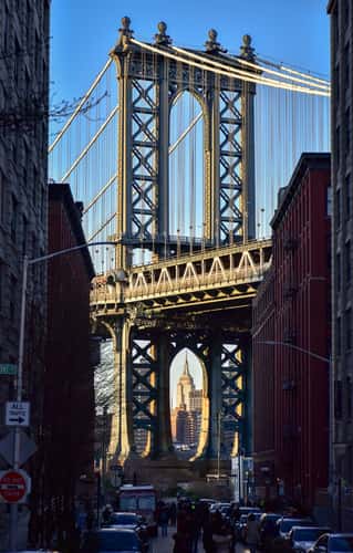 Manhattan Bridge from Washington St., New York City