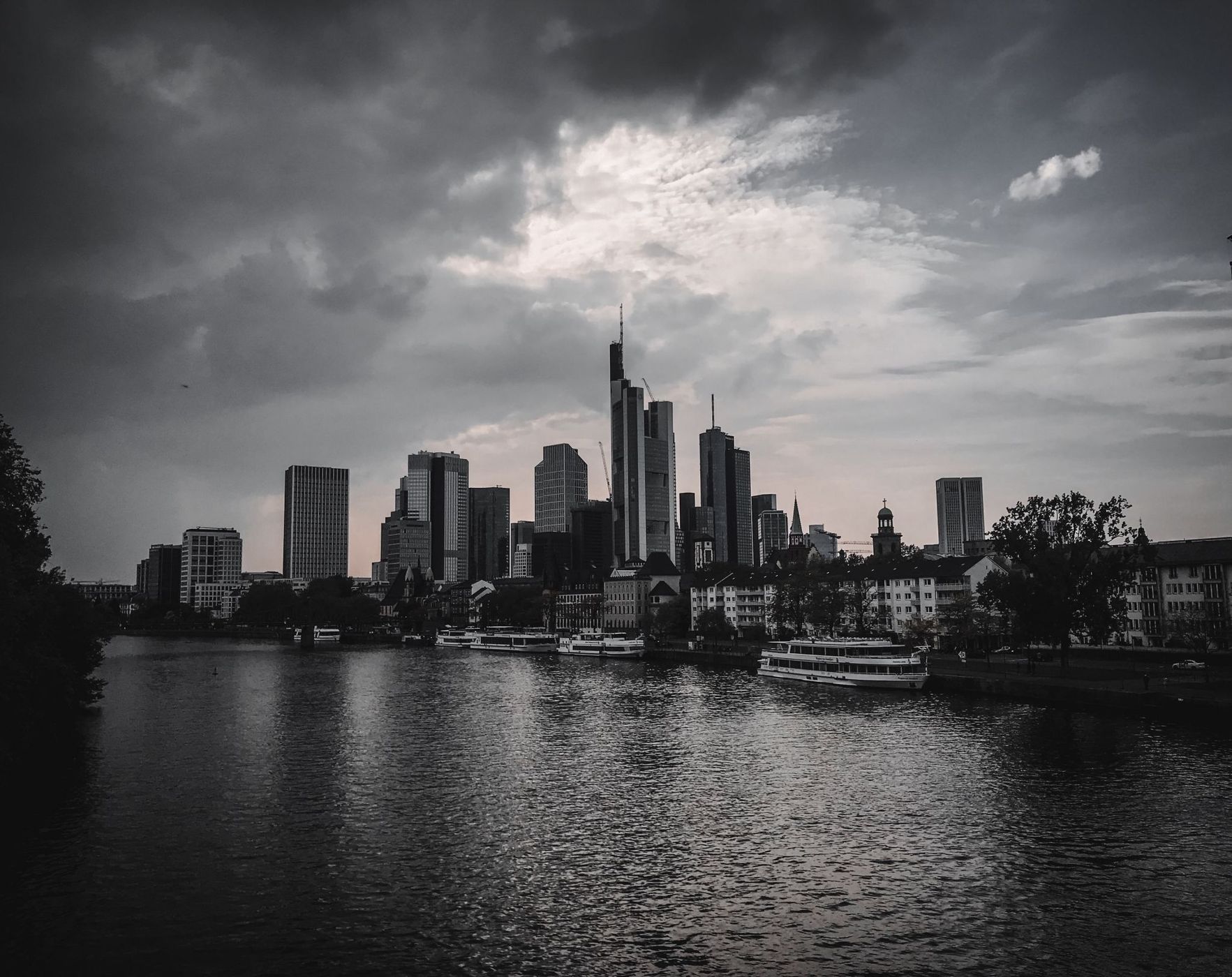 Frankfurt Skyline from Untermainbrücke, Germany