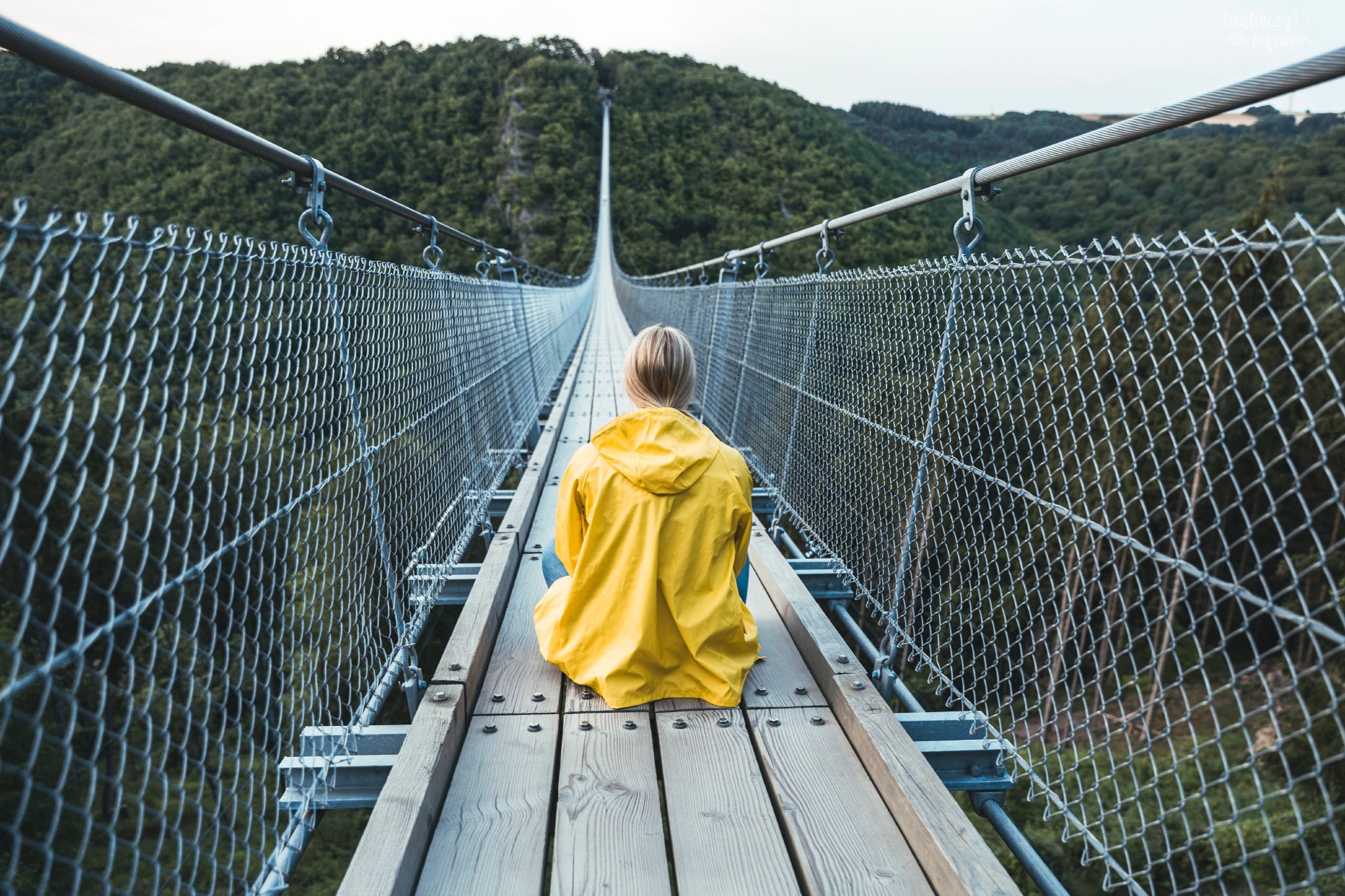 On the rope bridge, Germany