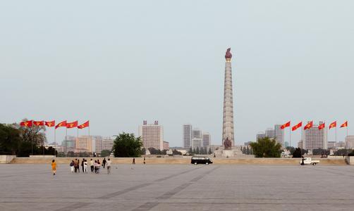 Juche Tower from Kim Il Sung Square