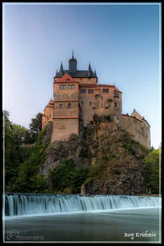 Kriebstein Castle from waterfall
