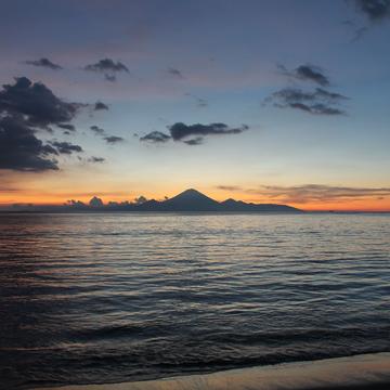 Lombok Sunset with Mt. Agung Bali, Indonesia