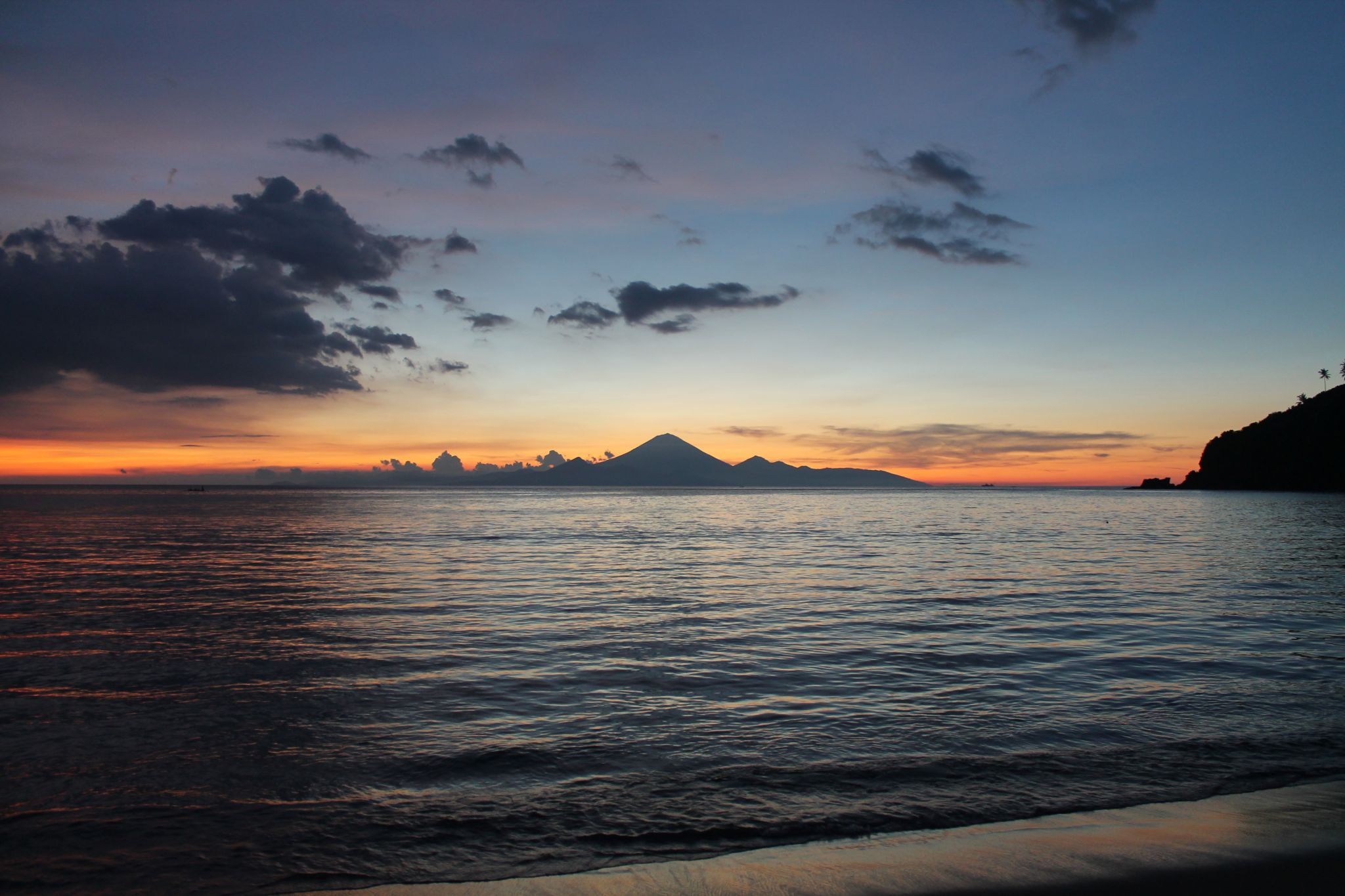 Lombok Sunset with Mt. Agung Bali, Indonesia