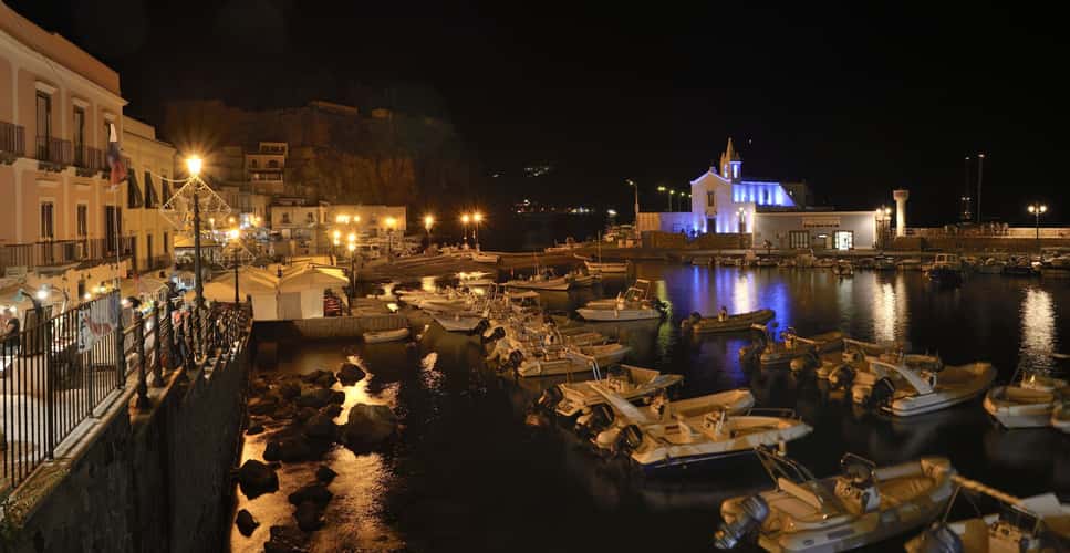 Marina Corta Lipari sunrise and night