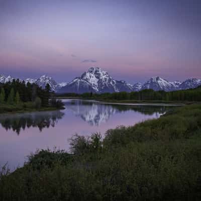 Oxbow Bend at sunset, USA