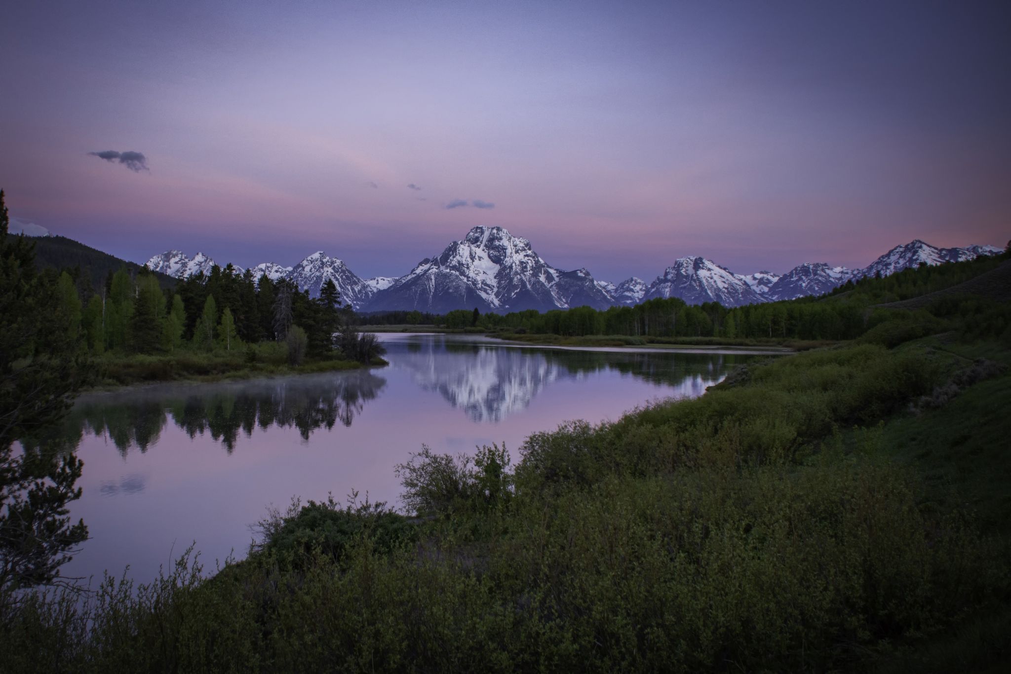Oxbow Bend at sunset, USA