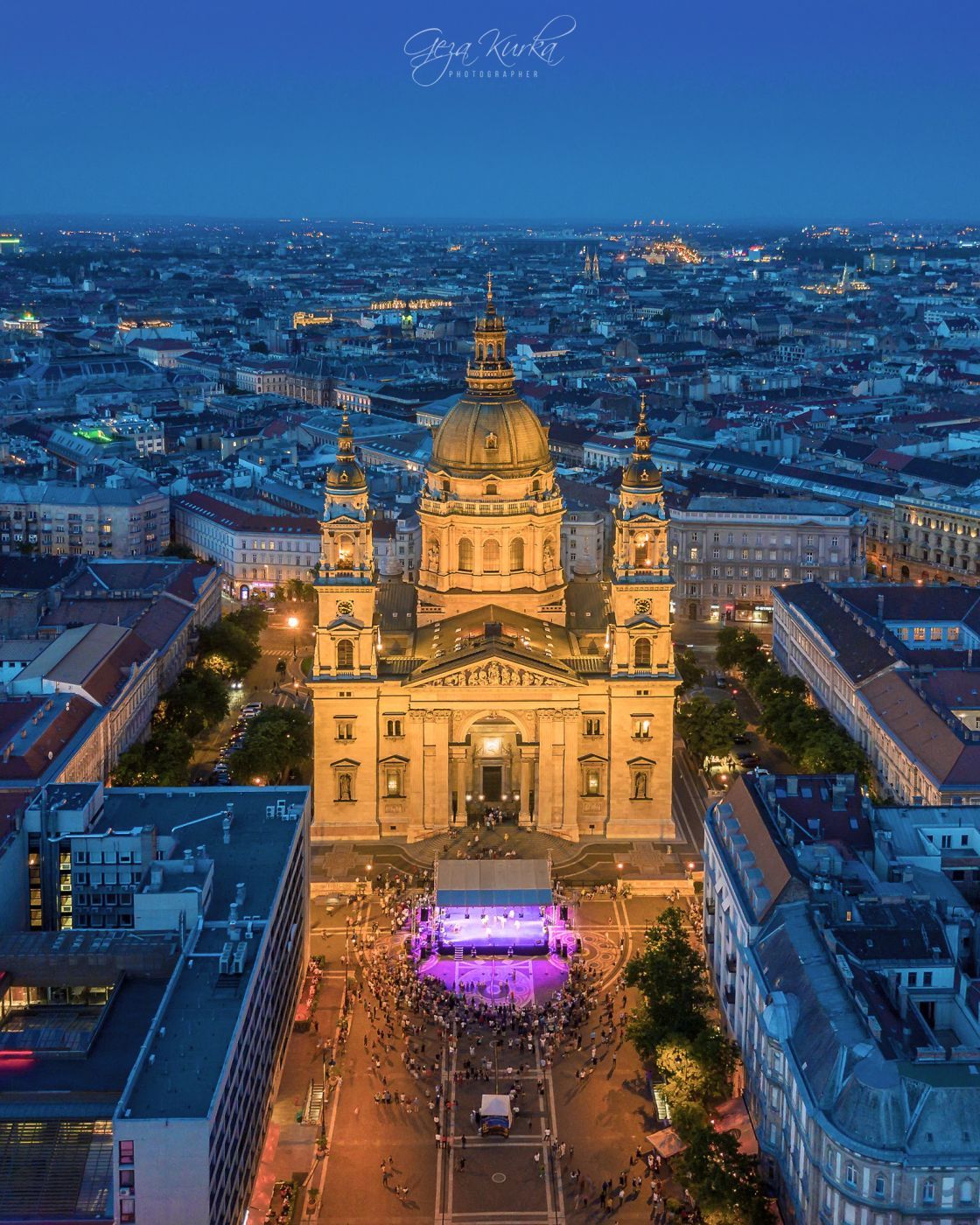 St. Stephen's Basilica from Air, Budapest, Hungary
