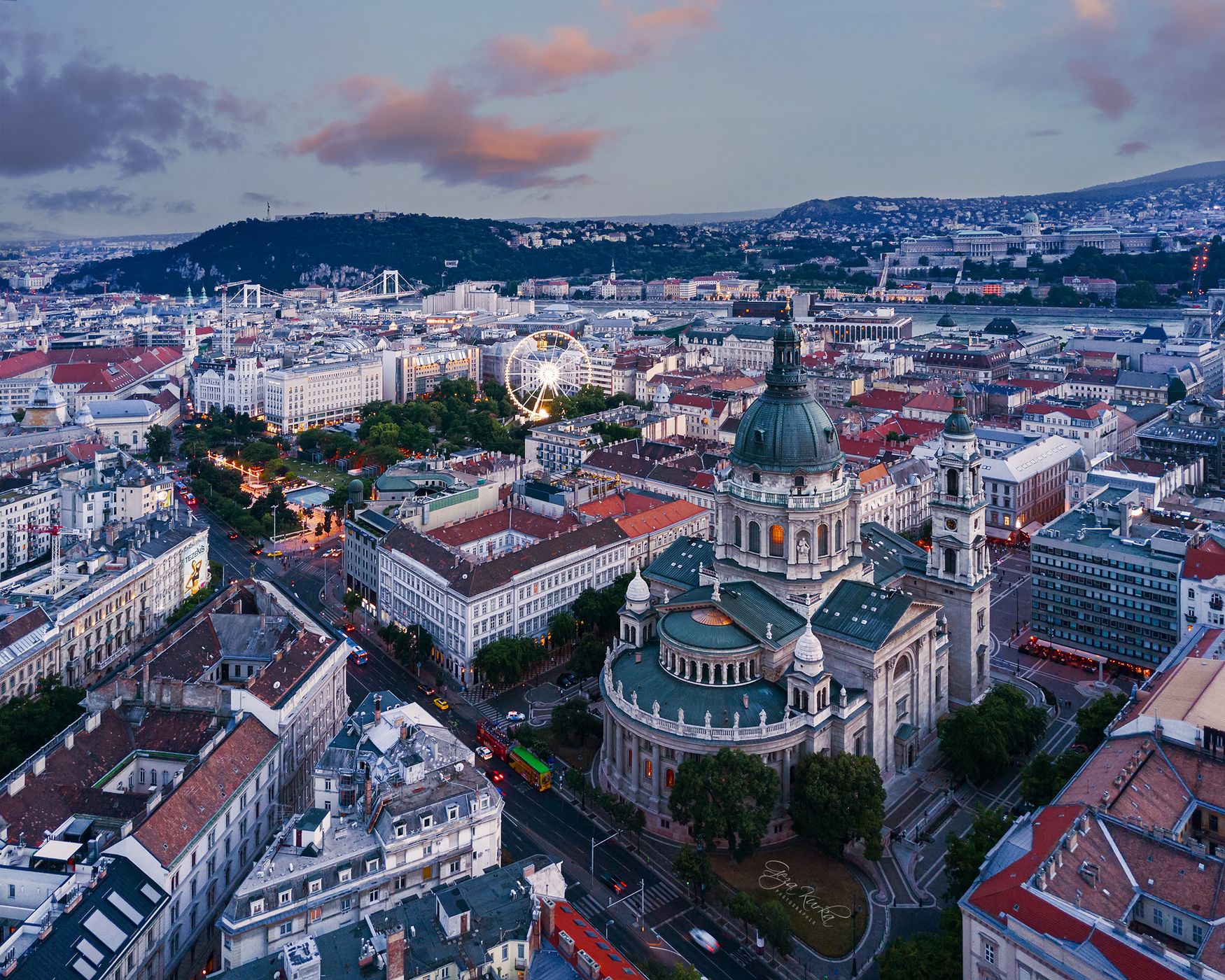St. Stephen's Basilica from Air, Budapest, Hungary