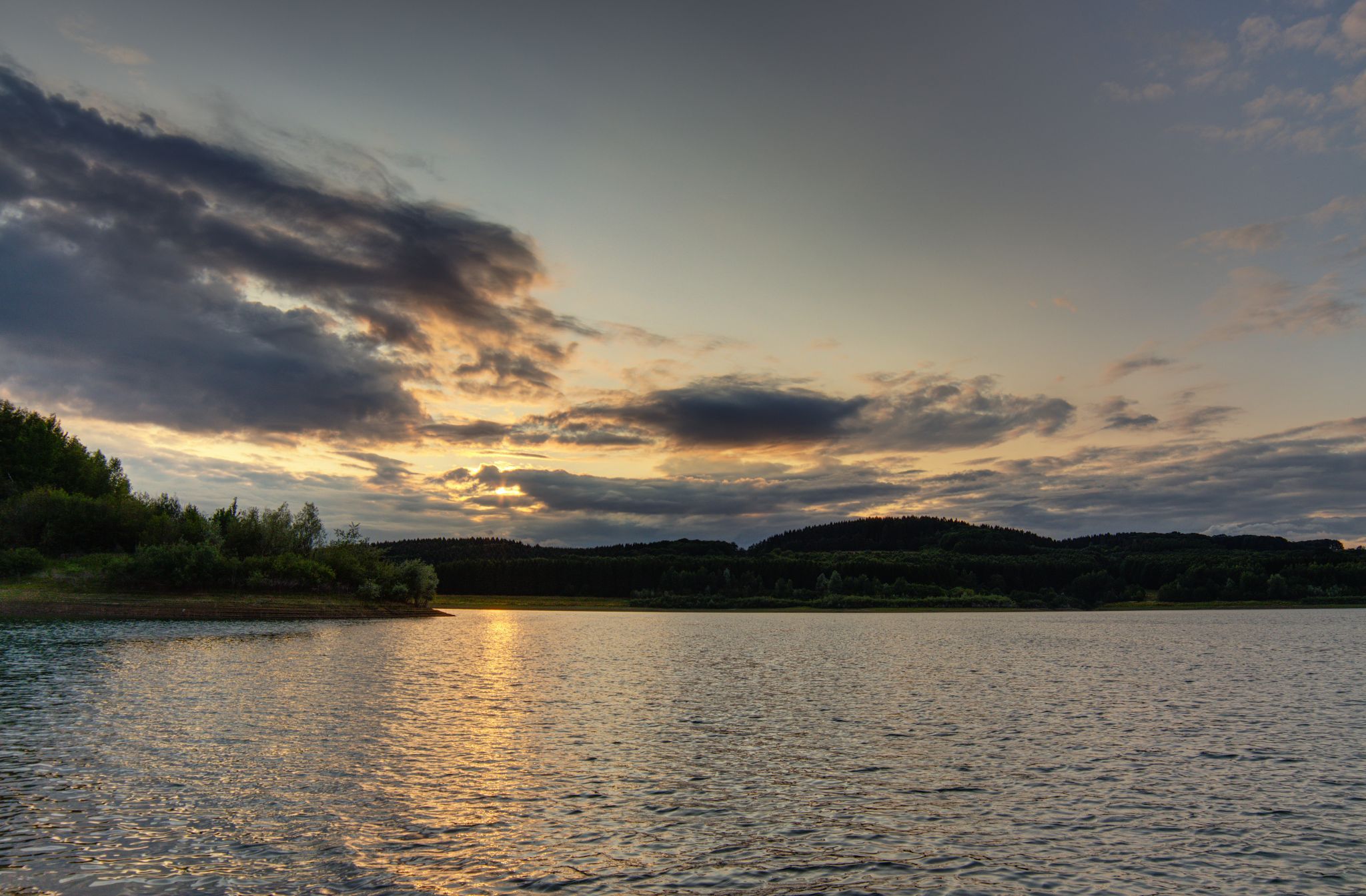 Lunar Eclipse and Sunset Dam, Germany