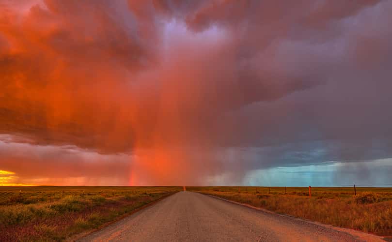 Thunderstorm at sunset