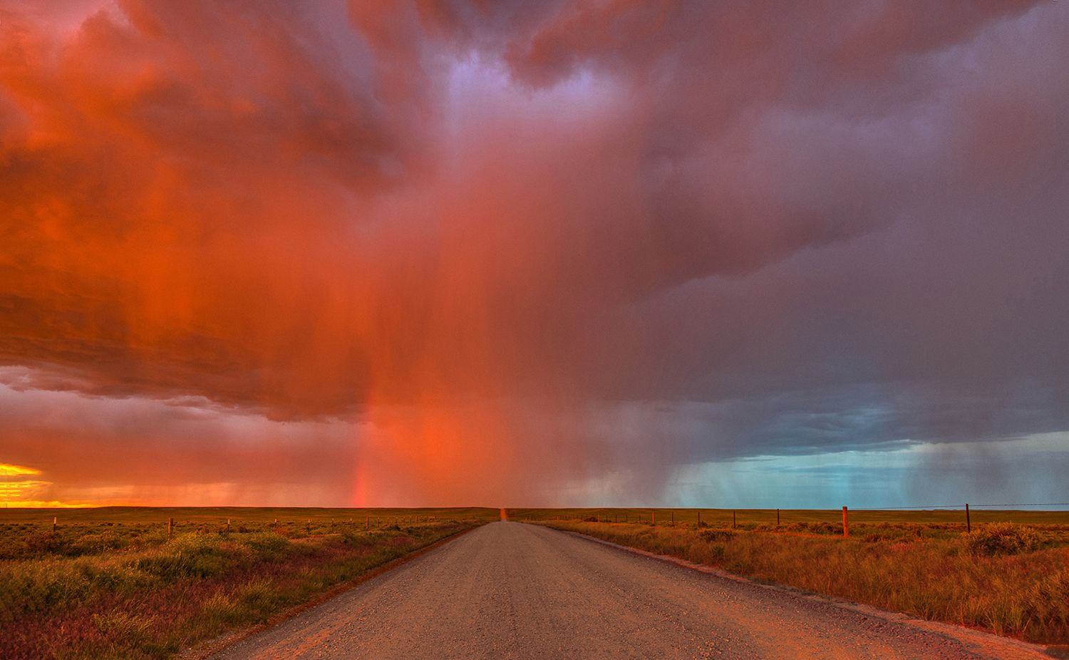 Thunderstorm at sunset, USA