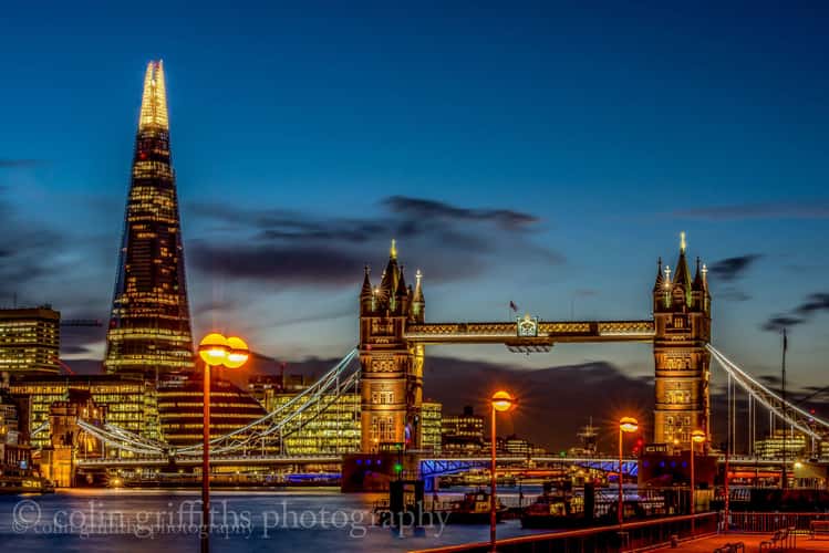 View to Tower Bridge and The Shard, London