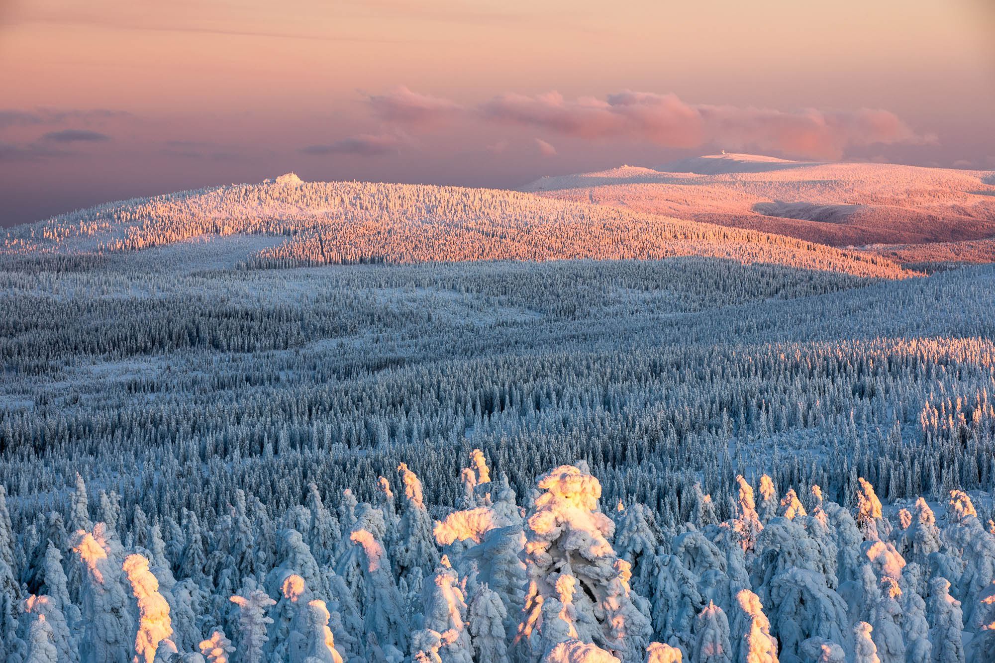 View from the Jizera Mountains to the Giant Mountains, Czech Republic