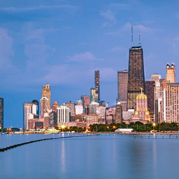 View of downtown Chicago from Fullerton Beach, USA