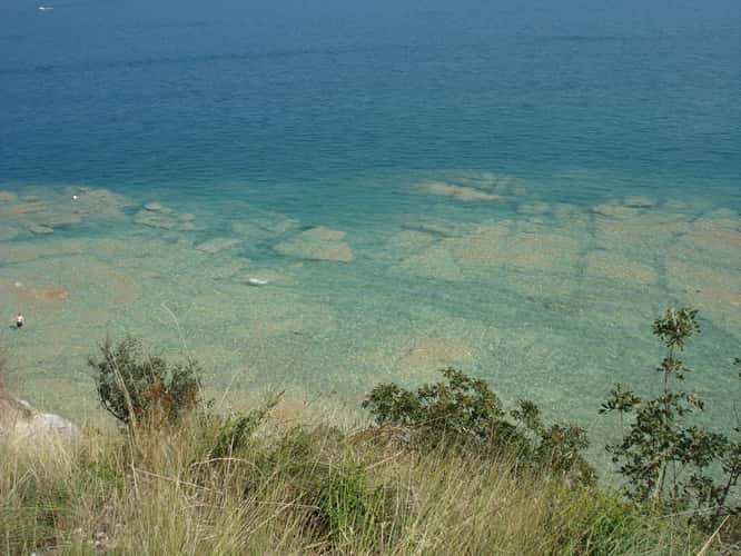View to rocks and lake