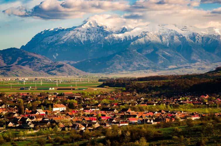View to the city of Vulcan and mountains