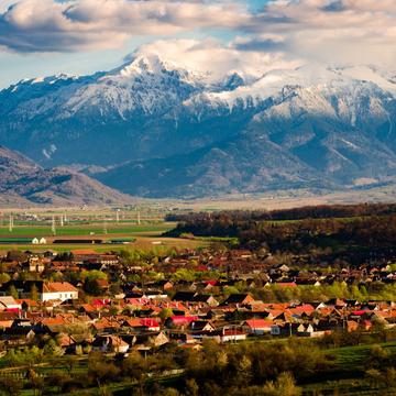View to the city of Vulcan and mountains, Romania