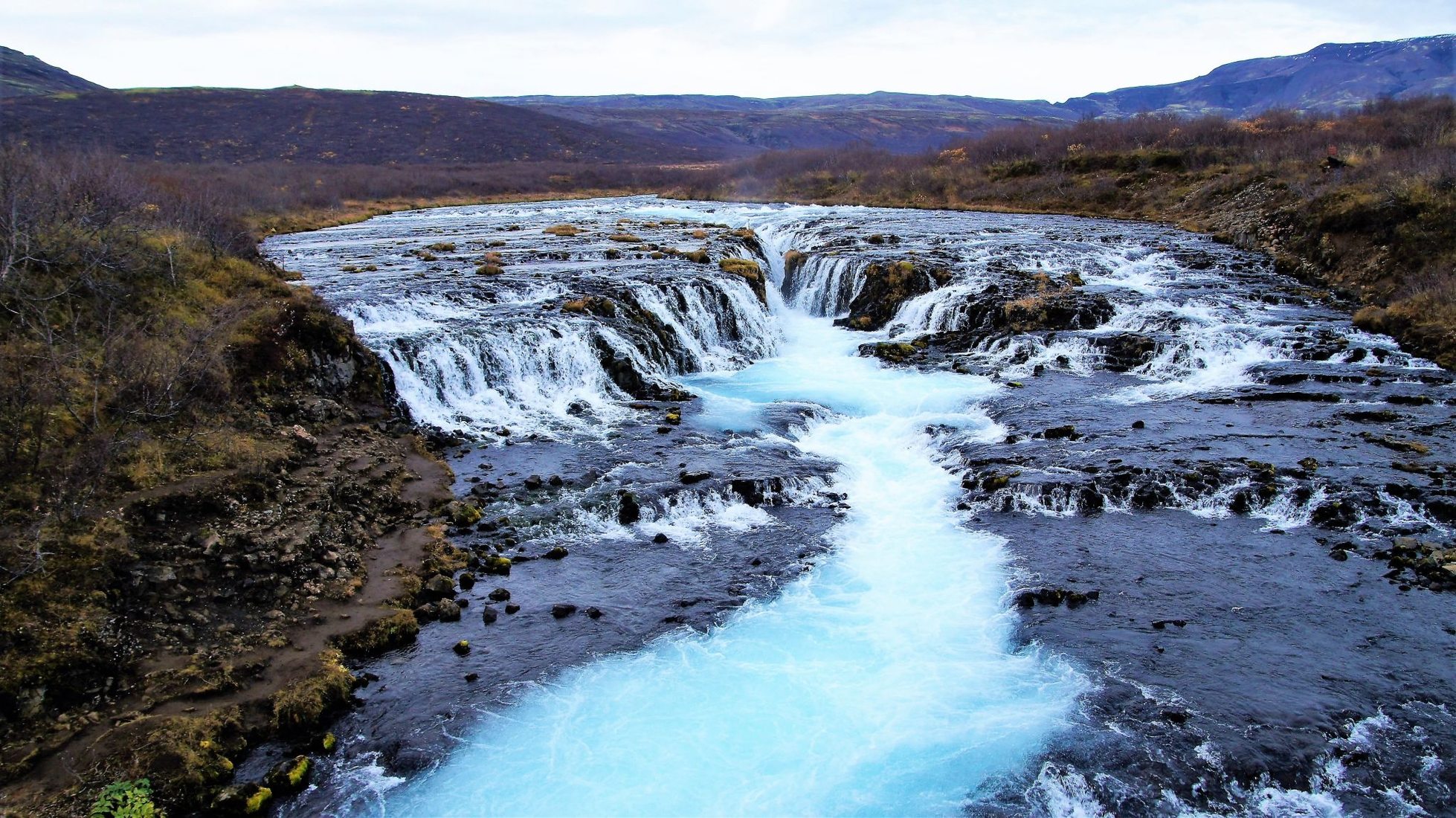 Waterfall Bruarfoss, Iceland