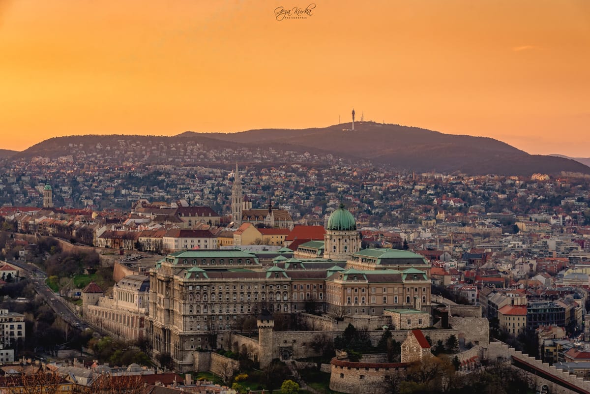 Buda castle from Citadelle., Hungary