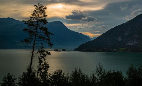 Dusk at the Lake of Stryn
