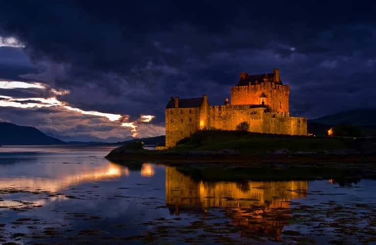 Side view of Eilean Donan Castle, Scotland